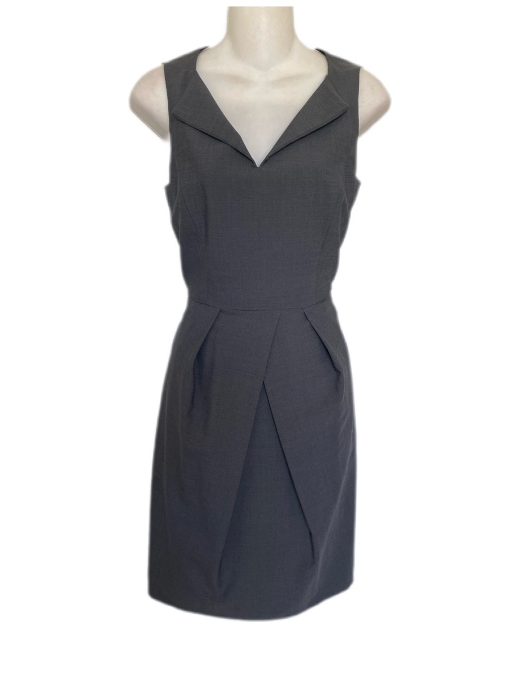 ANTONIO MELANI Charcoal Gray Sleeveless Wool Blend Sheath Dress 2